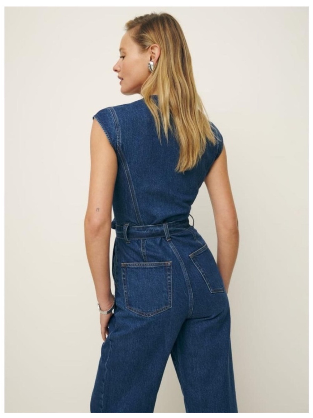 Reformation Calypso Wide Leg Denim Jumpsuit Moonstone - Size 2 - Picture 4 of 13